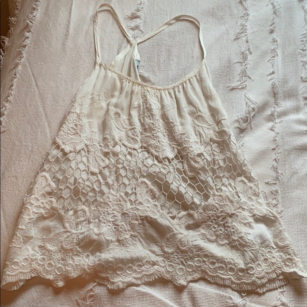 Urban Outfitters White Tank w/ Lace Accents